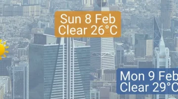 weather forecast Saudi Arabia February 2026, sunny clouds rain